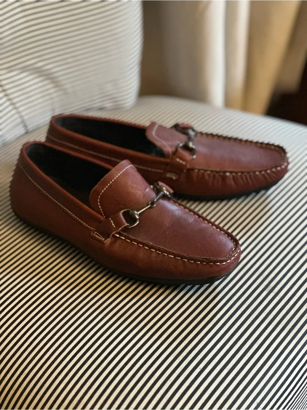 Bacco Bucci Men's Brown Leather Horsebit Loafers